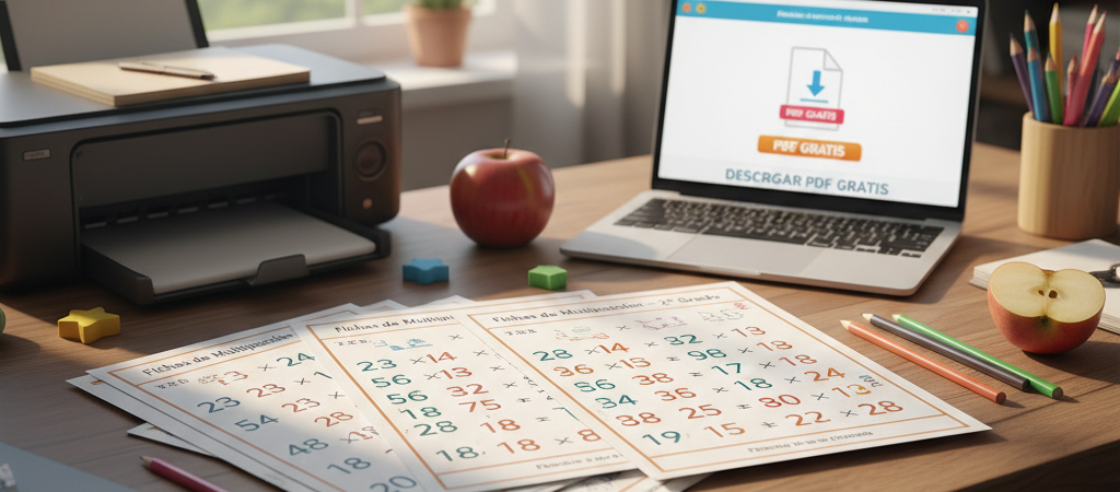 Multiplicación de varias cifras fichas: 10 ejercicios diarios