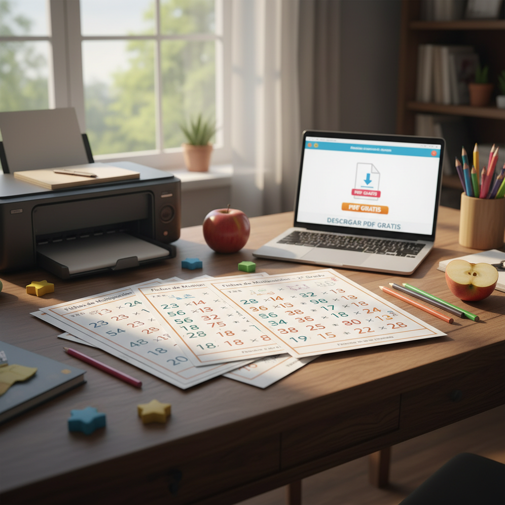 Multiplicación de varias cifras fichas: 10 ejercicios diarios