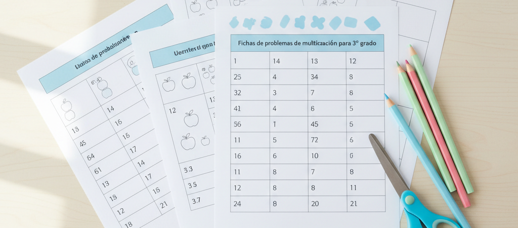 Problemas de multiplicación fichas de trabajo grado 3: 50 ejercicios